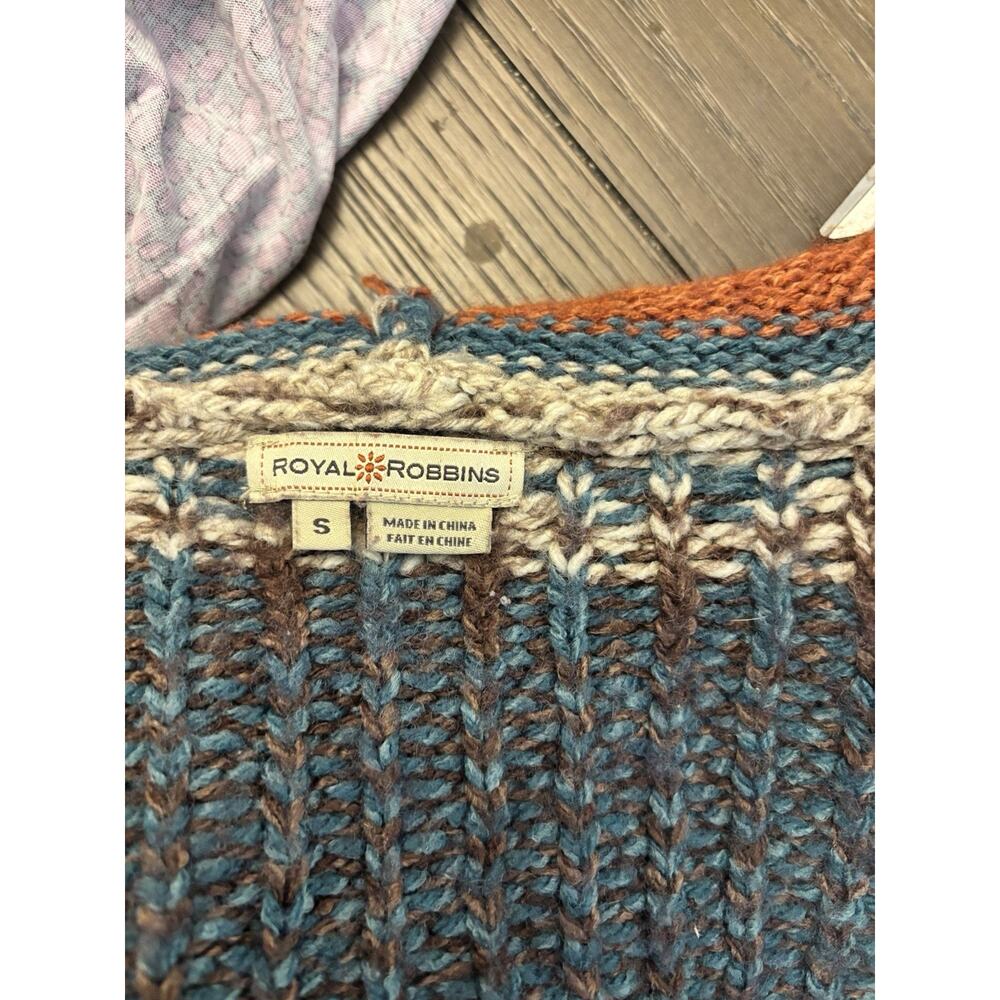 Royal Robbins Boho Aztec Button Up Hoodie Knit Wool Blend Unique Western Size S - Picture 3 of 4
